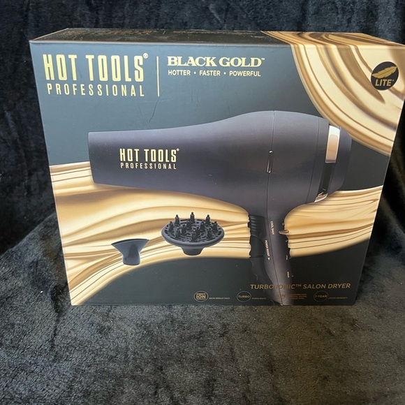 Professional hairdryer, black and gold. - Picture 1 of 3